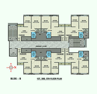 Arihant Amber Taloja Phase II - BLDG-B,1st,3rd,5th Floor Plan