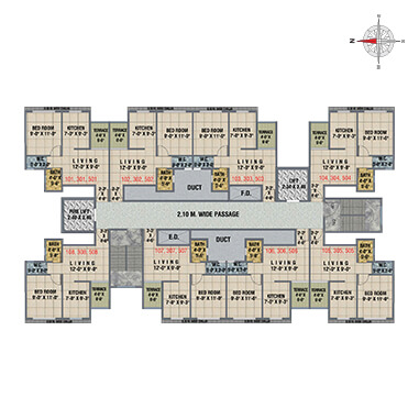 Arihant Anaika3 - Floor Plan - BLDG K, 1st, 3rd & 5th Floor With Terrace